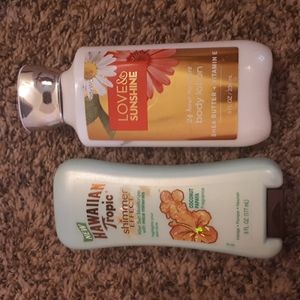 Hawaiian tropic shimmer after sun lotion and Love & Sunshine